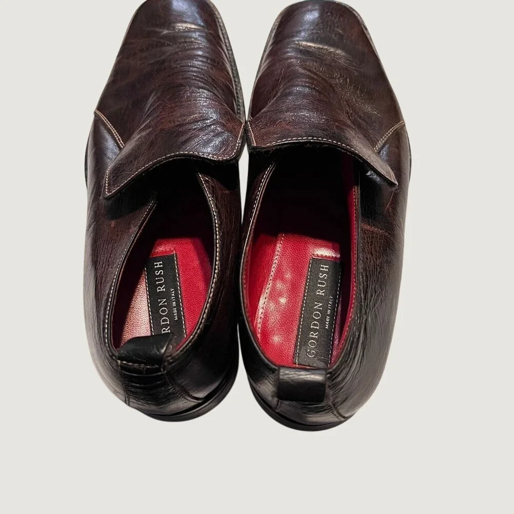 Gordon Rush Loafers Mens 10.5 Brown Leather Italy Square Toe  display picture 3